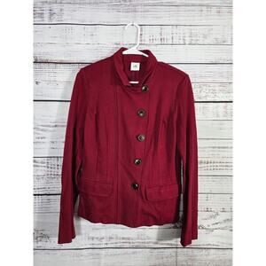Cabi Womens red burgundy button front blazer jacket size 6